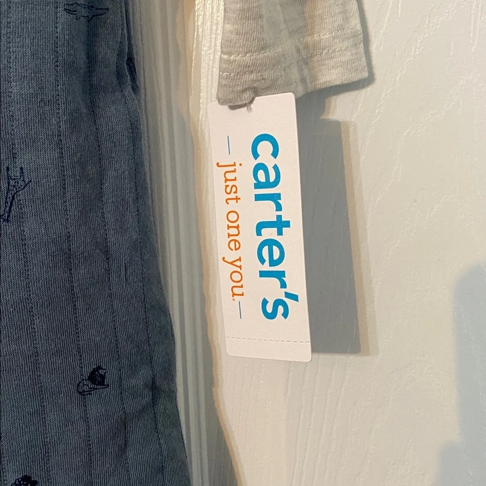 Carter's Denim Look Blue Overalls with Light Gray Top Size 12 months NWT - Picture 4 of 6